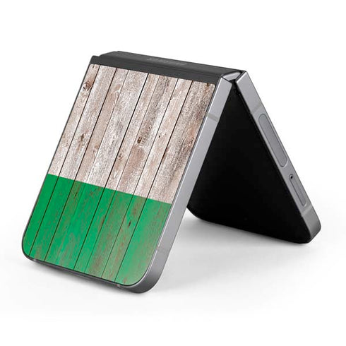Ireland Flag Dark Wood Galaxy Z Flip6 Skin